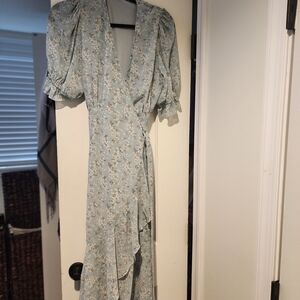 Floral Wrap Dress in Light Blue